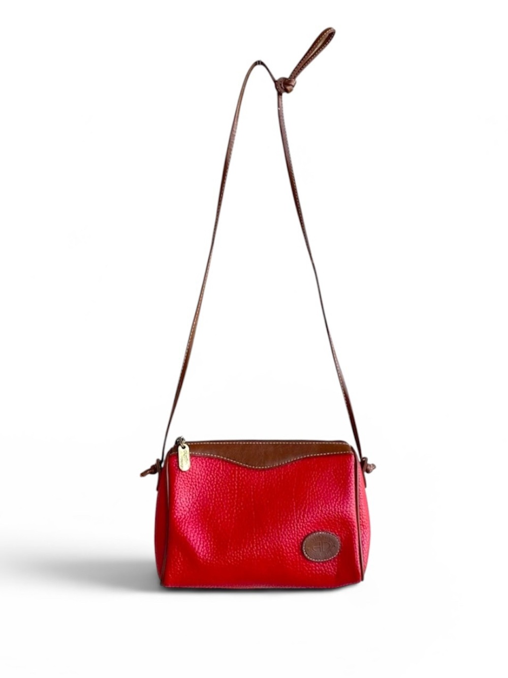 Austin Designs Vintage Red Leather Crossbody Bag Small Pebbled Purse